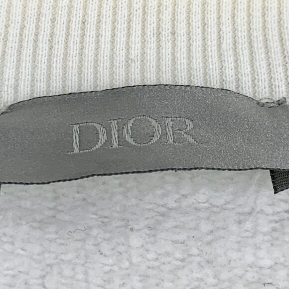 Dior White Floral Embroidered Logo Cotton Sweatshirt XL Round-Neck Long-Sleeve M - Picture 3 of 8